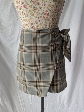 Wilfred Plaid Wrap Mini Skirt - Size 0